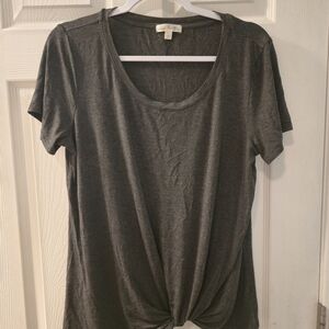 Nine Britton Dark Gray Knot Front Tee